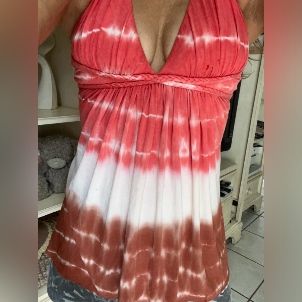 Sky brand tie dye halter braided strap to xs